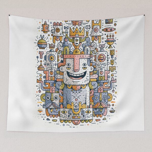 Item preview, Maximalist Mythological Smiling Doodle Character designed and sold by Romgora.