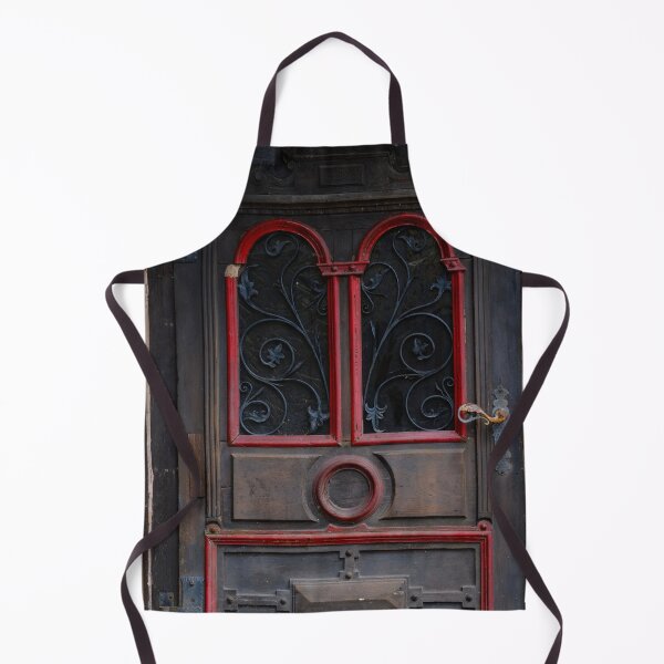 Item preview, Antique wooden door with red accents and wrought iron colorful fine art photograph wall art designed and sold by Jéanpaul Ferro.