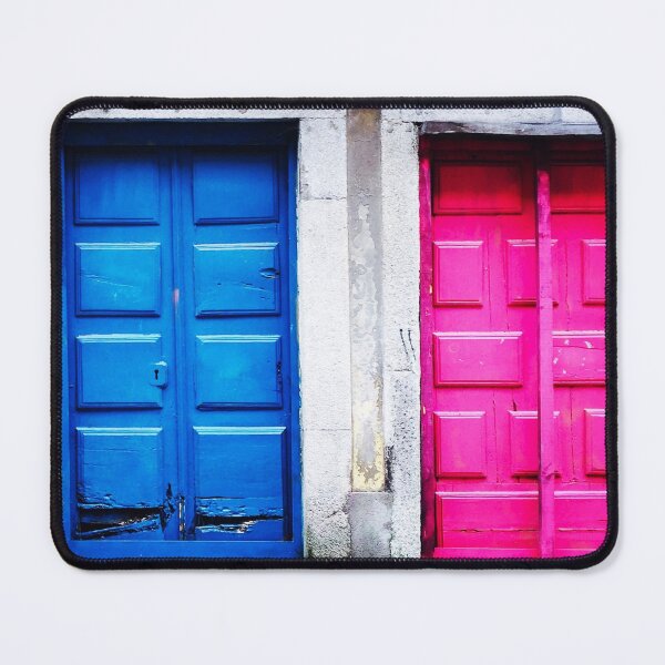 Item preview, Colorful yellow, blue, and pink fuchsia doors antique colorful fine art photograph wall art designed and sold by Jéanpaul Ferro.