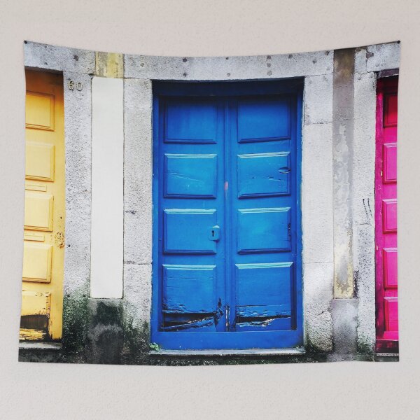 Item preview, Colorful yellow, blue, and pink fuchsia doors antique colorful fine art photograph wall art designed and sold by Jéanpaul  Ferro.