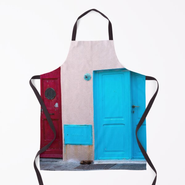Item preview, Oxblood red and teal turquoise doors colorful fine art European photograph wall art designed and sold by Jéanpaul Ferro.