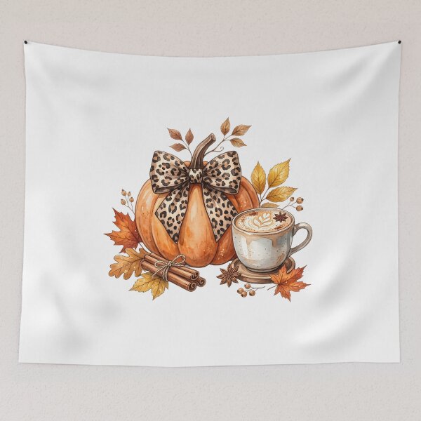 Item preview, Cozy Fall Pumpkin Coffee Watercolor designed and sold by favoprintaart.