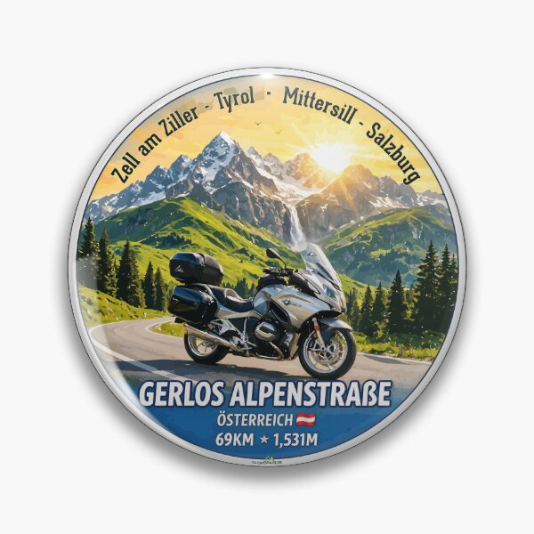 Item preview, Gerlos Alpine Road, Gerlos Alpenstraße Austria Motorcycle Sticker TShirt 03 designed and sold by OuterShellUK.