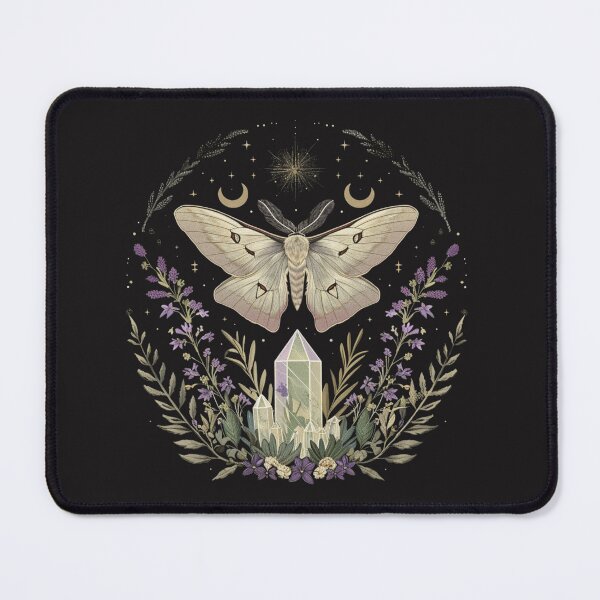 Item preview, Celestial Luna Moth Witchy Cottagecore Botanical Illustration with Crystals designed and sold by Neuro Muse Studio.