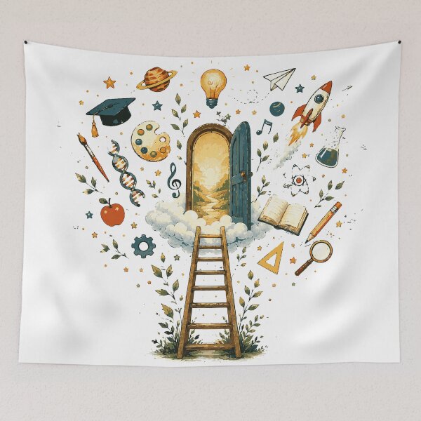 Item preview, Door to Knowledge T-Shirt & Sticker | Inspirational Learning Illustration | Teacher Gift designed and sold by Sunday.Supply.