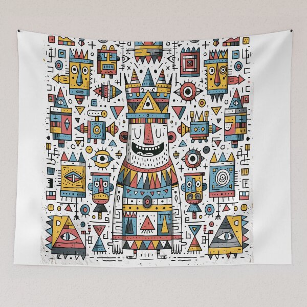 Item preview, Intricate Doodle King Abstract Folk Art Spirit designed and sold by Romgora.