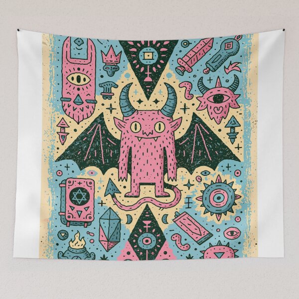 Item preview, Playful Pink Demon Mystic Symbols Design designed and sold by Romgora.