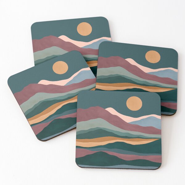 Item preview, Retro Boho Layered Hills Abstract Sunset Art designed and sold by FrostyFrisby.