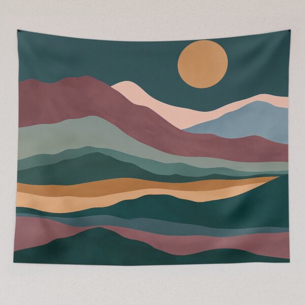 Item preview, Retro Boho Layered Hills Abstract Sunset Art designed and sold by FrostyFrisby.