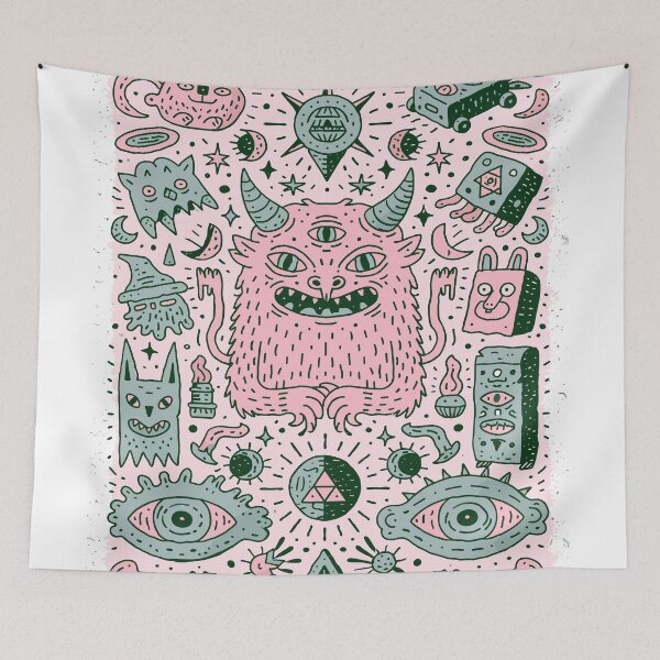 Item preview, Whimsical Three-Eyed Monster Occult Doodle Art designed and sold by Romgora.