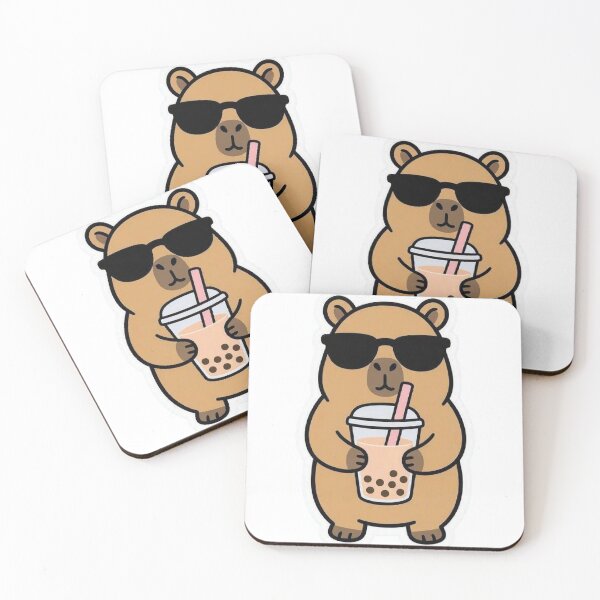 Item preview, Cute Capybara Drinking Boba Milk Tea designed and sold by BobaCatDesign.
