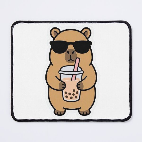 Item preview, Cute Capybara Drinking Boba Milk Tea designed and sold by BobaCatDesign.