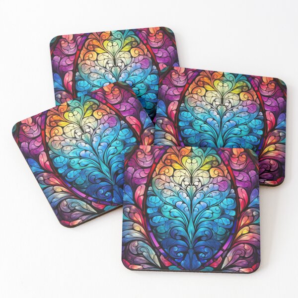Item preview, Stained Glass Mandala Leaf Pattern designed and sold by pinkal.