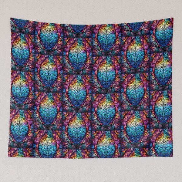 Item preview, Stained Glass Mandala Leaf Pattern designed and sold by pinkal.