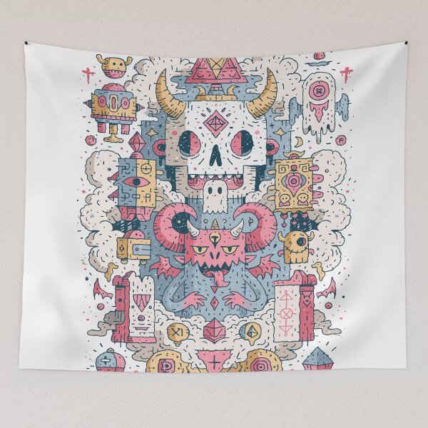 Item preview, Intricate Mythical Skull Demon Occult Art designed and sold by Romgora.