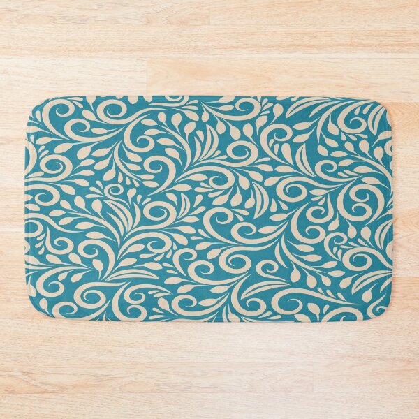 Item preview, Elegant Teal & Cream Vintage Floral Scroll Pattern designed and sold by wildberriesph.