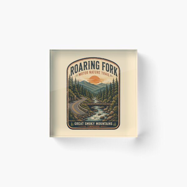 Item preview, Roaring Fork Motor Nature Trail Vintage Retro National Park Travel Poster | Great Smoky Mountains Forest Creek Bridge Art designed and sold by Globalcitytees.