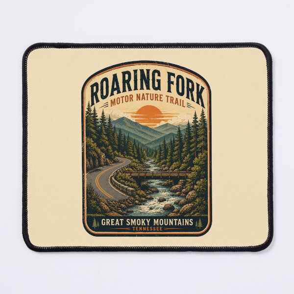 Item preview, Roaring Fork Motor Nature Trail Vintage Retro National Park Travel Poster | Great Smoky Mountains Forest Creek Bridge Art designed and sold by Globalcitytees.