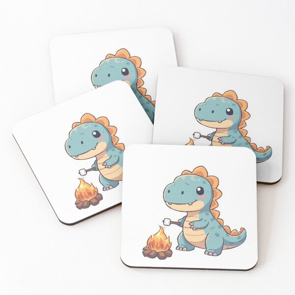 Item preview, Campfire Dinosaur Sticker | Marshmallow Roasting Dinosaur | Camping Dino Illustration | Outdoor Adventure Vinyl Sticker designed and sold by Pandey14.