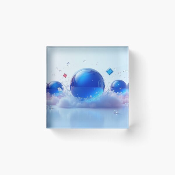 Item preview, Blue Glass Spheres with Floating Colorful Crystal Cubes. designed and sold by fbtrisha.