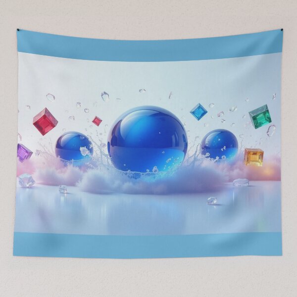 Item preview, Blue Glass Spheres with Floating Colorful Crystal Cubes. designed and sold by fbtrisha.