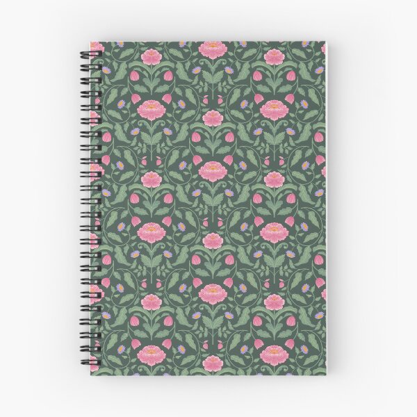 Item preview, Pink Peonies and Purple Flowers on Deep Teal with Lush Green Foliage Hand Painted  designed and sold by Karima Deiss.