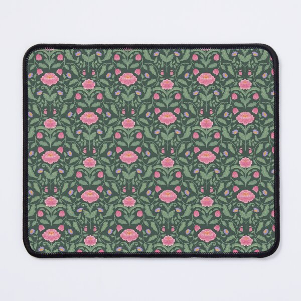 Item preview, Pink Peonies and Purple Flowers on Deep Teal with Lush Green Foliage Hand Painted  designed and sold by Karima Deiss.