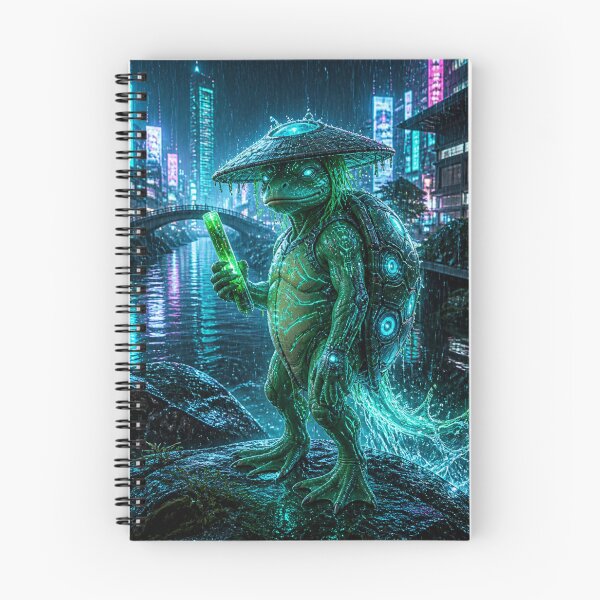 Item preview, Cyber Kappa – Neon River Guardian | Japanese Cyberpunk Yokai Art designed and sold by vekotpu.