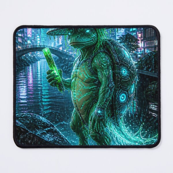 Item preview, Cyber Kappa – Neon River Guardian | Japanese Cyberpunk Yokai Art designed and sold by vekotpu.