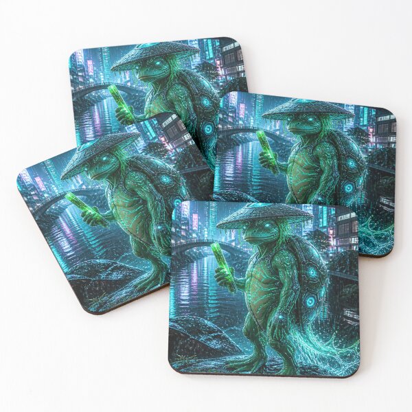 Item preview, Cyber Kappa – Neon River Guardian | Japanese Cyberpunk Yokai Art designed and sold by vekotpu.