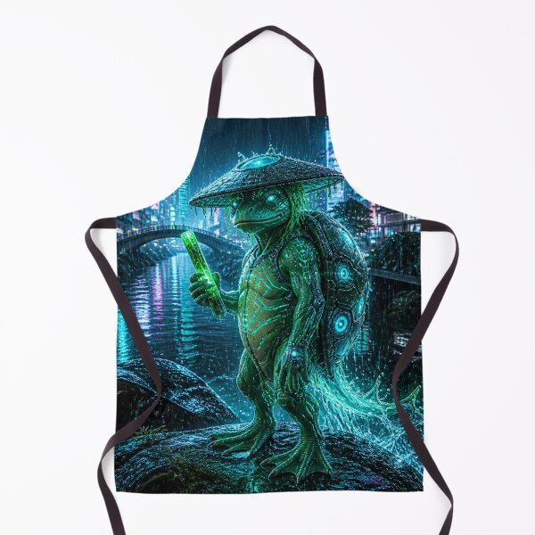 Item preview, Cyber Kappa – Neon River Guardian | Japanese Cyberpunk Yokai Art designed and sold by vekotpu.