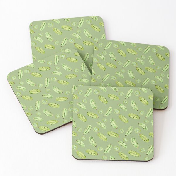 Item preview, Tossed Watercolor Pickles on Green Background designed and sold by JasmineGDesigns.