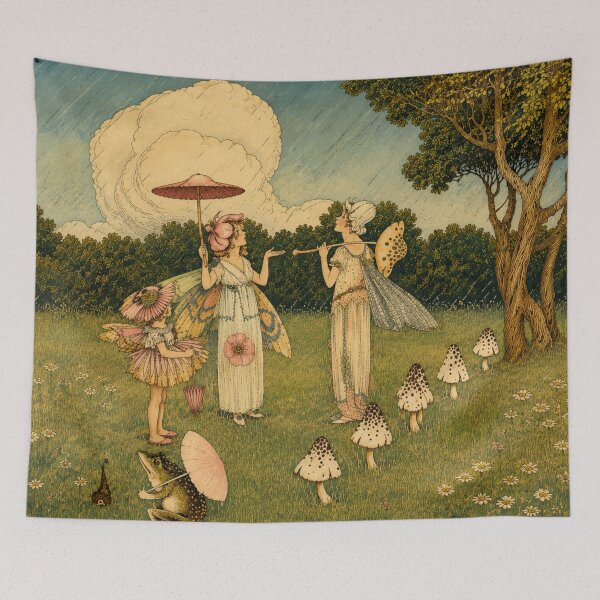 Item preview, Flower frocks by Ida Rentoul Outhwaite - Vintage Fairy Wall Art Print for Nursery & Children's Room designed and sold by RickE.