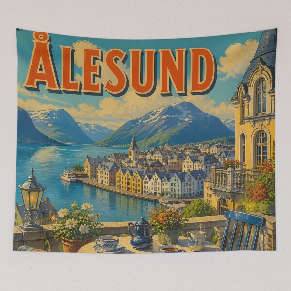 Item preview, Ålesund, Norway: Alesund scenic-Style Painterly Travel Poster designed and sold by LSVart.