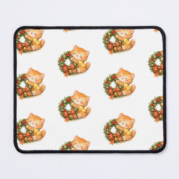 Item preview, Orange Tabby Cat Hugging Christmas Wreath designed and sold by Wawa5656.