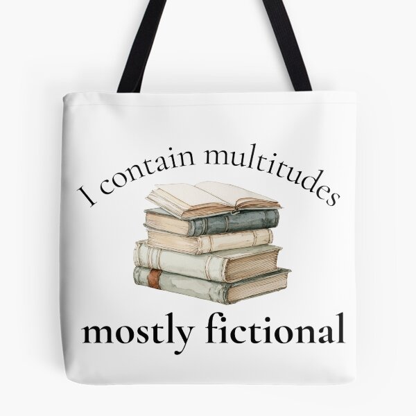 Item preview, I Contain Multitudes, Mostly Fictional - Funny Book Lover Watercolor Art designed and sold by CozyAndContrary.