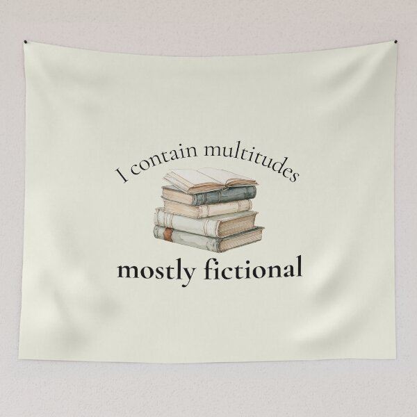 Item preview, I Contain Multitudes, Mostly Fictional - Funny Book Lover Watercolor Art designed and sold by CozyAndContrary.