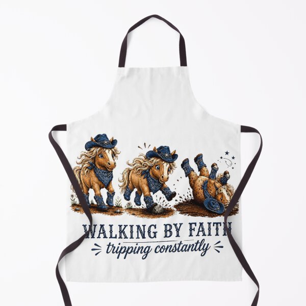 Item preview, Cute Cowboy Ponies Walking By Faith Tripping Constantly Funny Christian Horse designed and sold by DienesAngele.