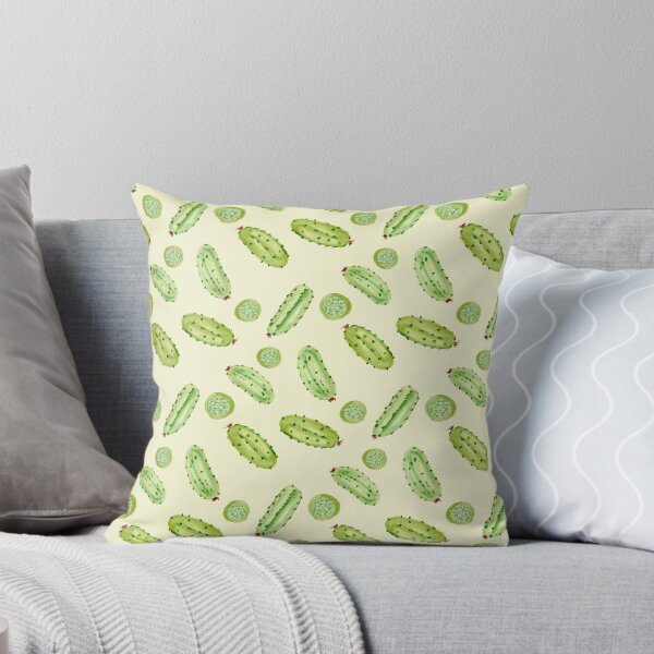 Item preview, Tossed Watercolor Pickles on Light Yellow Background designed and sold by JasmineGDesigns.