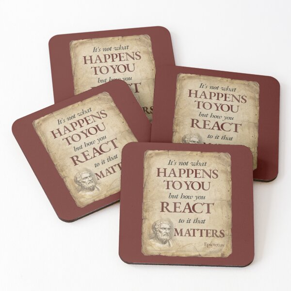 Item preview, It's Not What Happens to You But How You React To It That Matters - Epictetus - Vintage Distressed Stoic Quote - Roman Red Version designed and sold by Stoic Core.