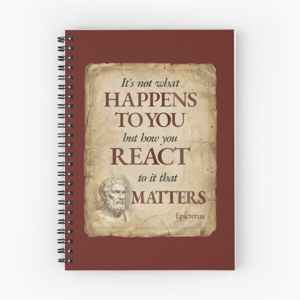 Item preview, It's Not What Happens to You But How You React To It That Matters - Epictetus - Vintage Distressed Stoic Quote - Roman Red Version designed and sold by Stoic Core.