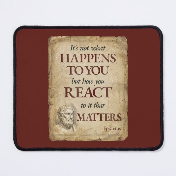 Item preview, It's Not What Happens to You But How You React To It That Matters - Epictetus - Vintage Distressed Stoic Quote - Roman Red Version designed and sold by Stoic Core.