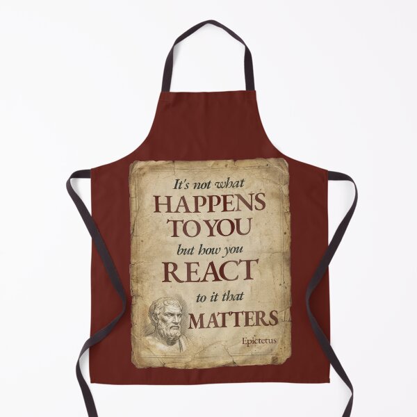 Item preview, It's Not What Happens to You But How You React To It That Matters - Epictetus - Vintage Distressed Stoic Quote - Roman Red Version designed and sold by Stoic Core.