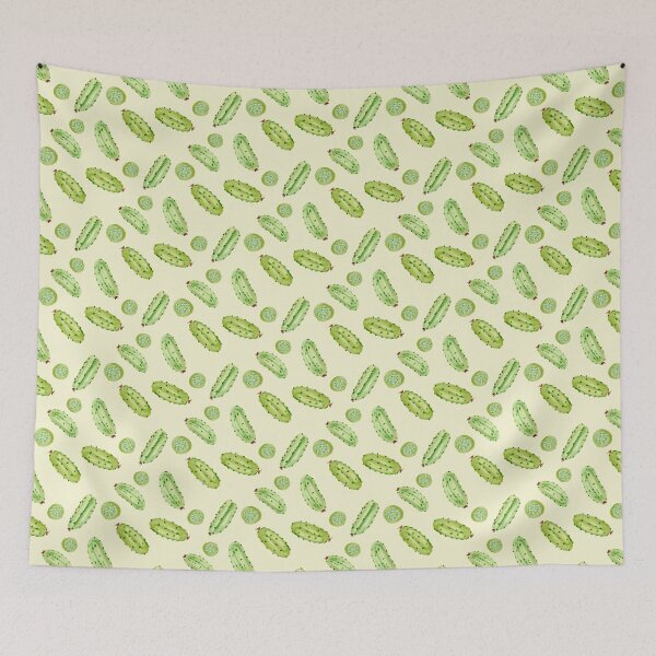 Item preview, Tossed Watercolor Pickles on Light Yellow Background designed and sold by JasmineGDesigns.