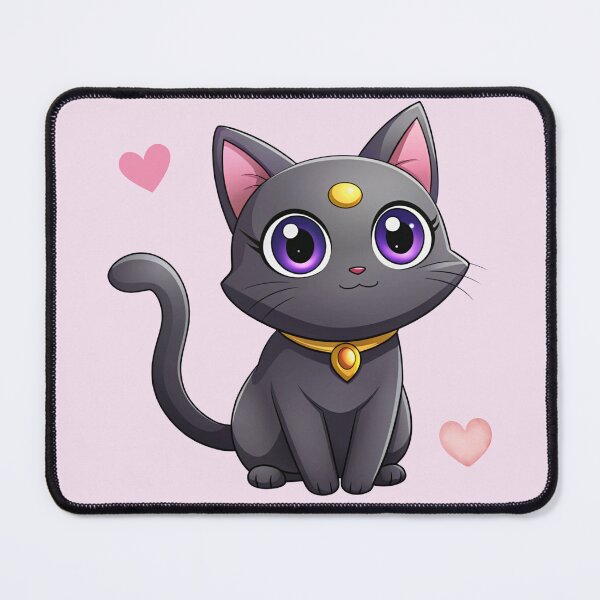 Item preview, Cute Kwaii Black Cat with Purple Eyes | Magical Chibi Kitty Cartoon designed and sold by Mousy17.