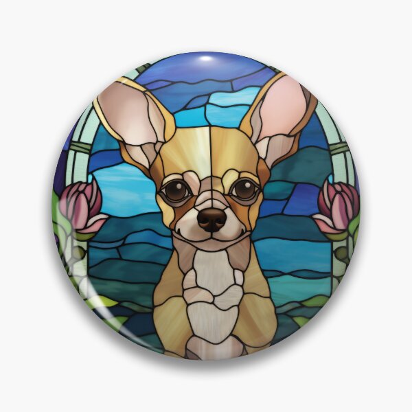 Item preview, Chihuahua Stained Glass Floral Art designed and sold by pinkal.