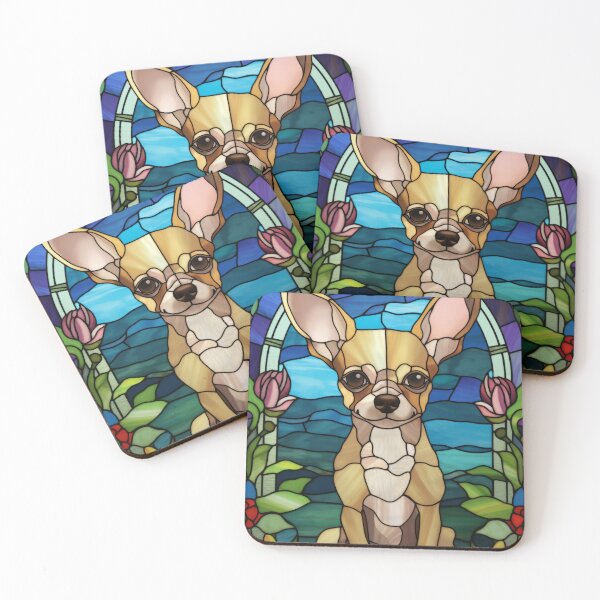 Item preview, Chihuahua Stained Glass Floral Art designed and sold by pinkal.