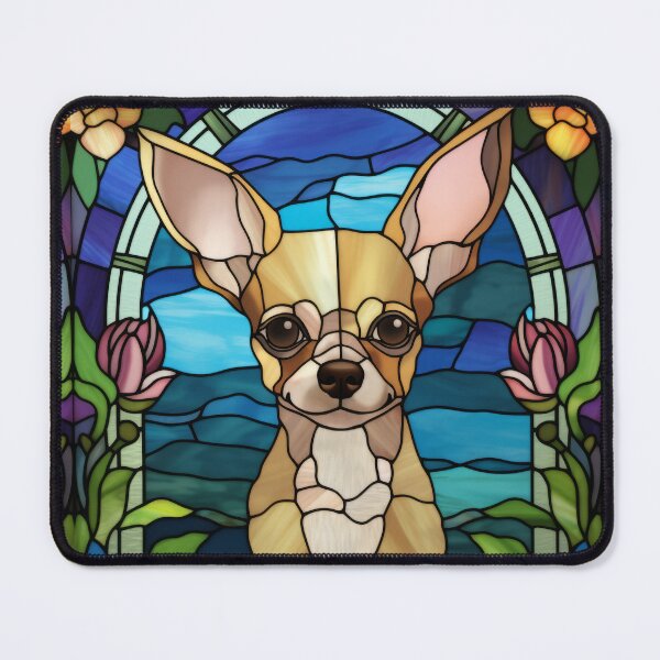 Item preview, Chihuahua Stained Glass Floral Art designed and sold by pinkal.