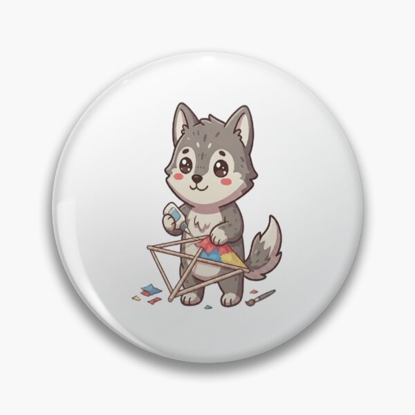 Item preview, Cute Wolf Making Handmade Kite designed and sold by Ella_Sketch.