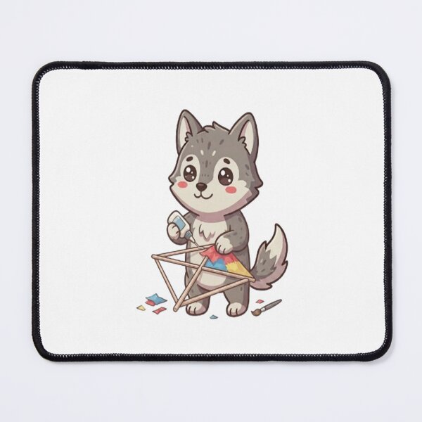 Item preview, Cute Wolf Making Handmade Kite designed and sold by Ella_Sketch.